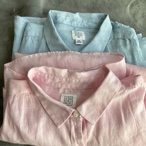 EUC 2 linen sleeves Core Life blouses bundle in  pink and blue size XL